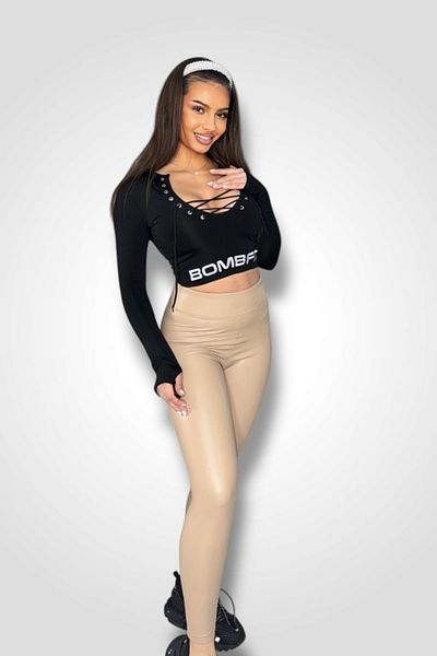 BOMBFIT Cream Leather Premium Tights