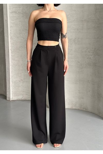 RPT MODA Korean Model Palazzo Double Button High Waist Pants