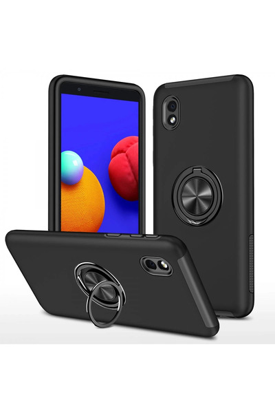 NewFace حافظة سامسونج جالاكسي A01 كور ايليت مع حلقة - اسود 1495830709