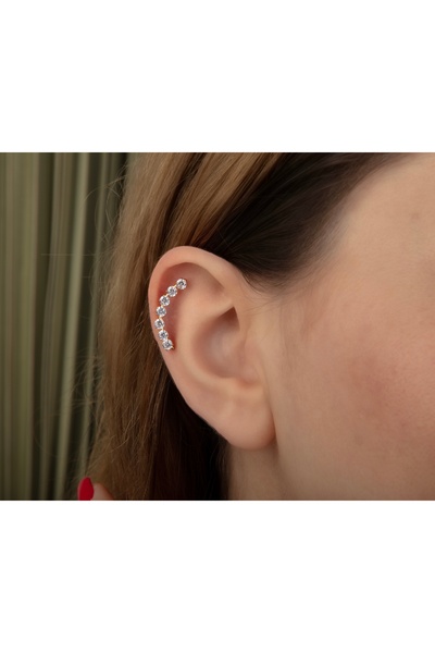 Home Sihra accessories Çelik Sıralı taşlı tragus helix kıkırdak gold renk pie...