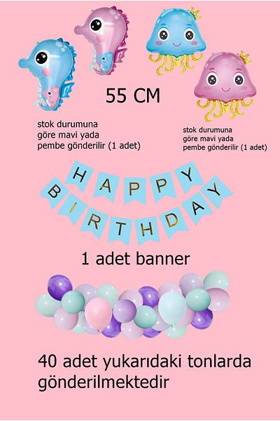 BİDOLUMUTLULUK Mermaid Concept Metallic Balloon Set Party Birthday Concept Entertainment