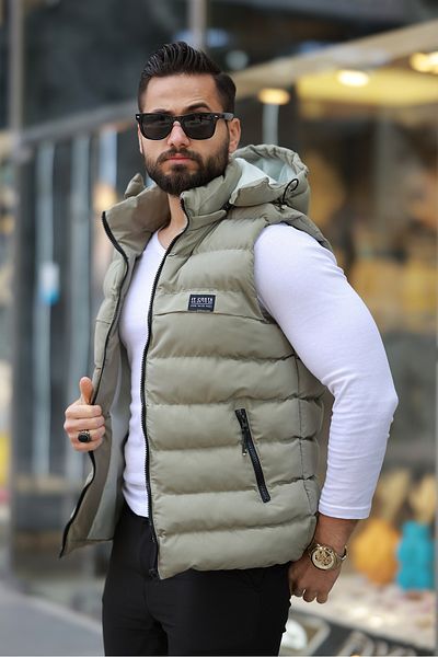 S&M CLOTHİNG New Season Men's Removable Hooded Inflatable Vest