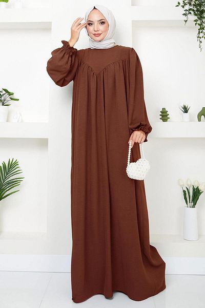hafsamina Gathered Robe Dress Tile Hm2501