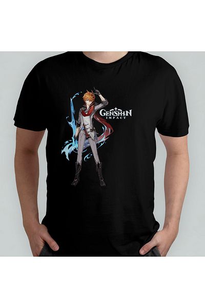 Pixxa Μπλουζάκι Genshin Impact Tartaglia Unisex 100% βαμβακερό με λαιμόκοψη