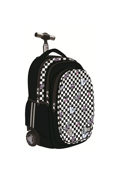 ST Right Rucsac cu rolă ST.Right, colecția Chessboard Butterflies, TB01, roți din silicon, 44x32x25 cm