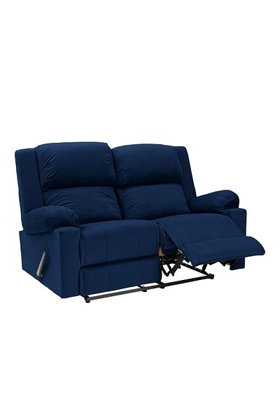 Lazy Vibes Velvet Double Classic Recliner Chair - Dark Blue