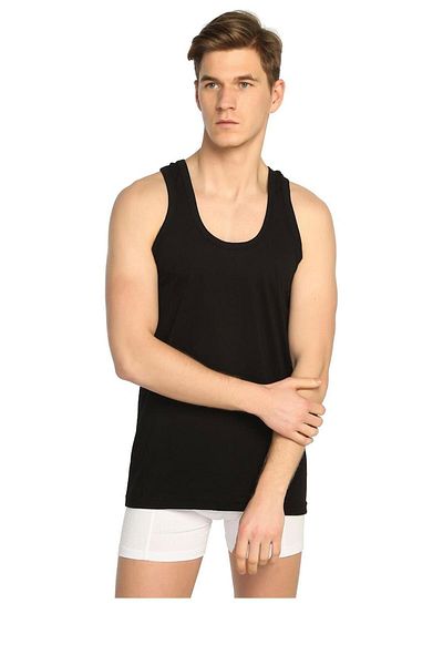 KEYAL Seher Men's Black Combed Cotton Strappy Undershirt 12 Pack