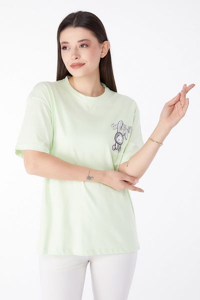TOFİSA Printed T-Shirt Phosphor Green - 25288