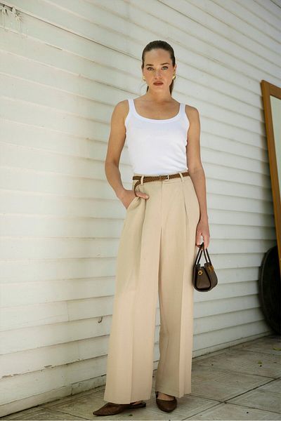 My Blog Beige Knitted Belted Trousers - 51150
