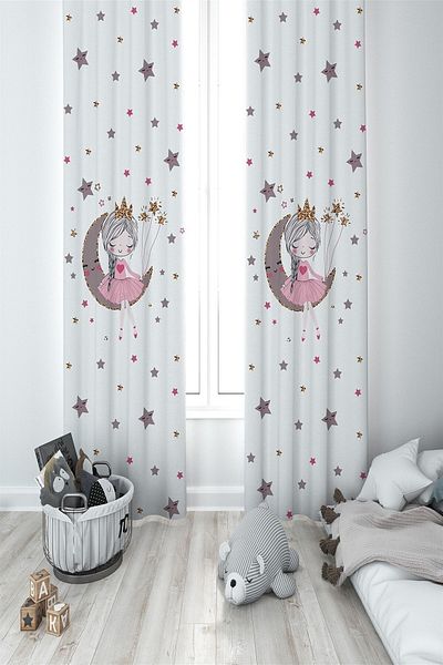Talia Home Children's Room Baby Room Princess Background Curtain 2 Wings Tla-085