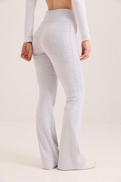 Raneel Kazançlı Alışveriş High Waist Flared Fitted Trousers Gray