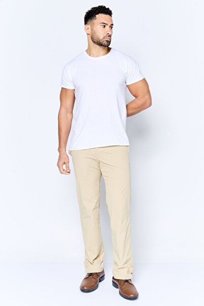 Esprit Men Regular Fit Straight Leg Pants, Cream