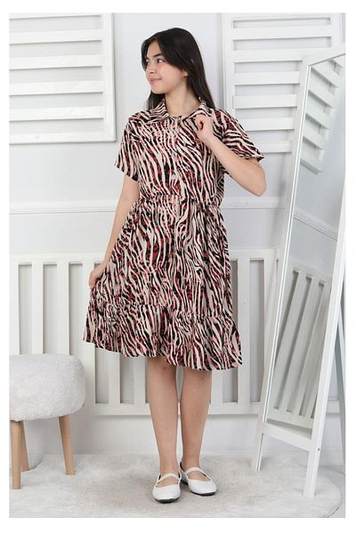 My Kids Wear Patterned Girl's Buttoned Dress