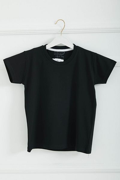 TOFİSA Boy's Black Crew Neck Basic Short Sleeve T-Shirt - 26845