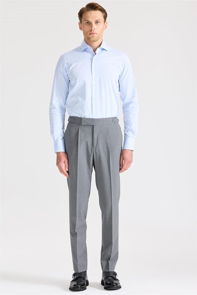 Tombolini Gri Tokalı Yün Pantolon