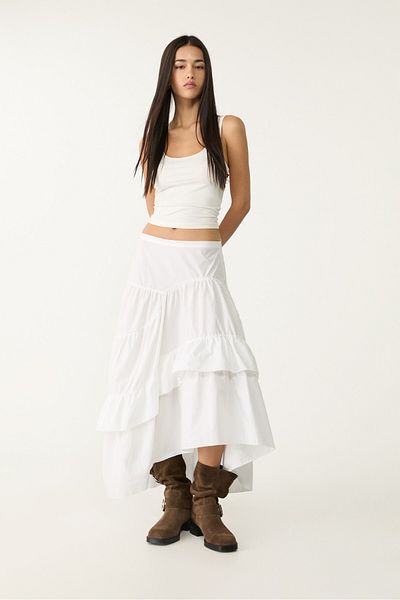 Stradivarius Flowing asymmetric midi skirt