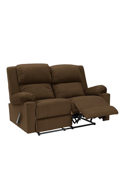 Lazy Vibes Velvet Double Classic Recliner Chair - Brown