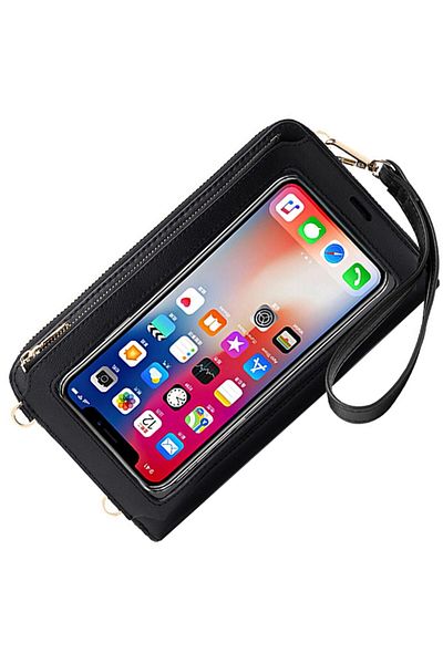 OEM Women's genuine leather RFID wallet, crossbody, 3 compartments, hand/shoulder strap, 20x12x4.5 cm