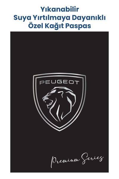 BALKAN AMBALAJ Suya Dayanıklı Yıkanabilir Peugeot Oto Paspas Kağıdı Siyah Güm...