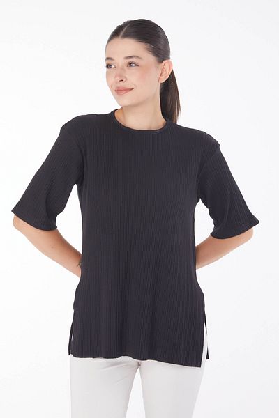 TOFİSA Slit T-Shirt D6 Black - 25114