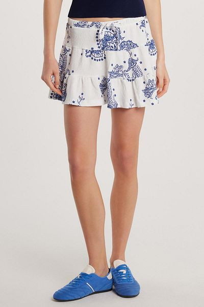 Tudors Women's Regular Fit Patterned Seersucker Skirt