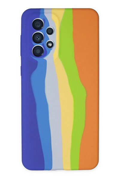 NewFace حافظة سامسونج جالاكسي A73 5G من السيليكون الرخامي - أزرق-برتقالي MXPMA