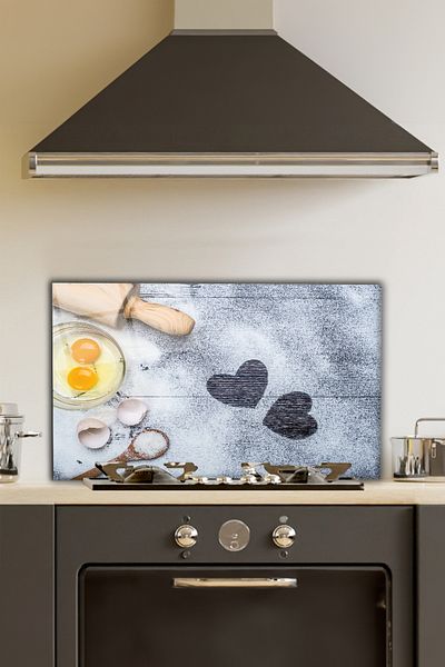 Rosyvien Protector de spate pentru aragaz din sticla Hearts in faina, protectie pentru bucatarie incorporata si blat, temperat si rodaj