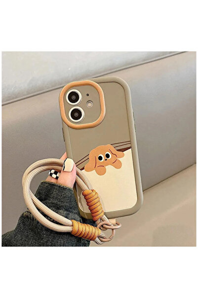 Zebana Apple Iphone 14 Uyumlu Kılıf El Bilekli Cat And Puppy Silikon Kılıf