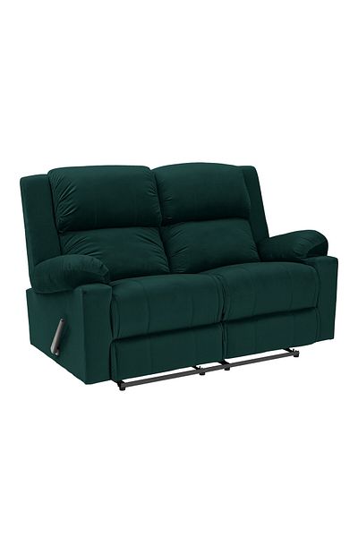 Lazy Vibes Velvet Double Classic Recliner Chair - Dark Green