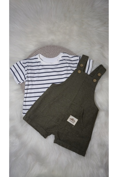 Necix's Erkek bebek Keten 2 parça salopet takım