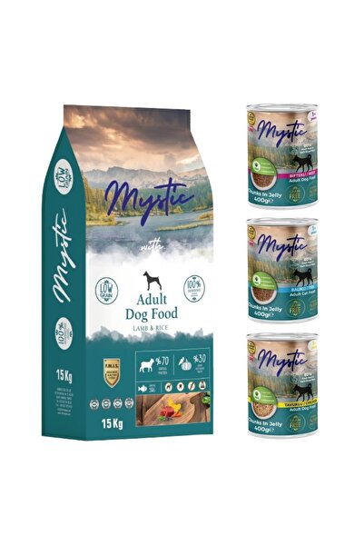 Mystic Kuzu Etli Köpek Maması 15 kg + 3 Adet Konserve