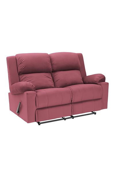 Lazy Vibes Velvet Double Classic Recliner Chair - Dark Pink