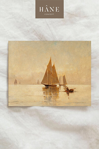 Hane Concept Poster de barcă cu pânze de epocă, imprimare peisaj marin, peret...