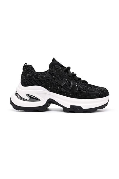 Tmall Pantofi Sport De Dama,Cu Insertii De Plasa si Strasuri,D1415,Negru