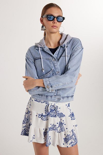Tudors Women's Regular Fit Patterned Seersucker Skirt