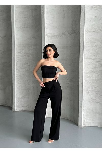 RPT MODA Korean Model Palazzo Double Button High Waist Pants