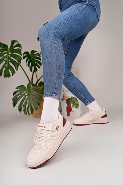 homiro Unisex Lace-Up Velcro Sports Sneaker Παπούτσια-Κρεμ-Claret Red