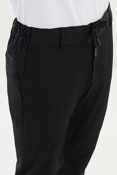 Mcr Straight Super Slim Fit Elastic Waist Drawstring Men's Trousers Black - 38290.25Y