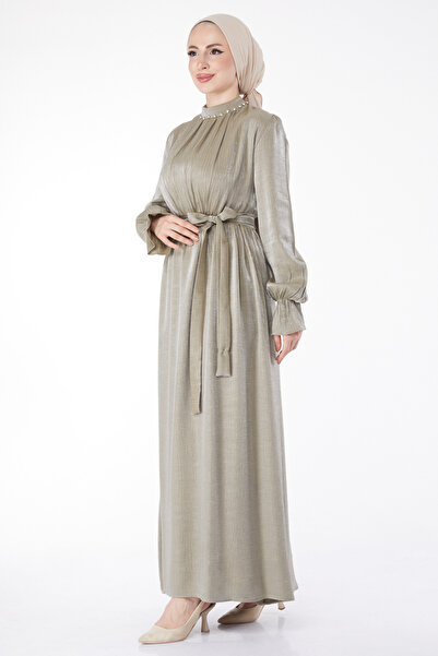 TOFİSA Sukienka z paskiem i kamieniami Mint - 25077