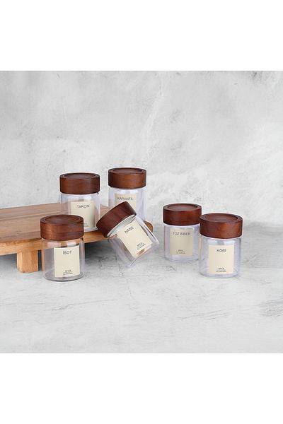 ELZEY HOME Set of 6 Akaysa 200 ml Glass Spice Shakers with Lids (16 Pcs Label)