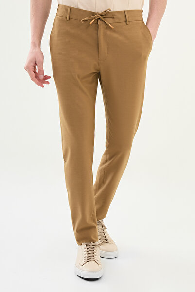 Mcr Гофре Super Slim Fit Чоловічі штани з еластичним поясом і шнурком, камел ...