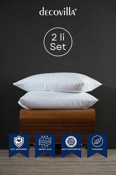Decovilla Micro perne cu fermoar Set de 2 protectoare de perne rezistente la lichide 50x70