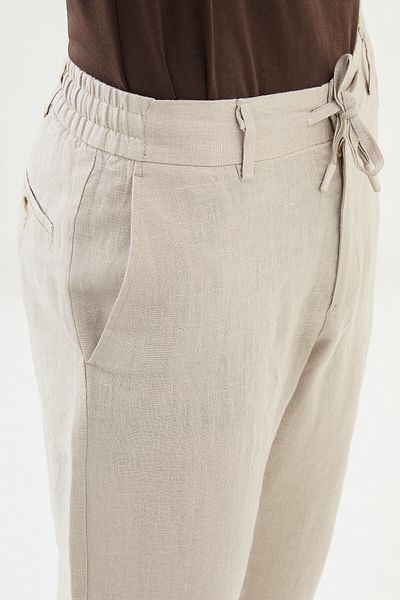 Mcr Straight Slim Fit 100% Linen Men's Trousers Mink - 38300.25Y