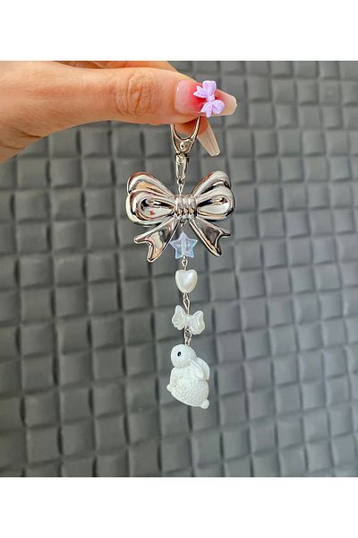 Pinky Lady Baby Rabbit Y2K Fairycore Coquette Keychain and Bag Charm