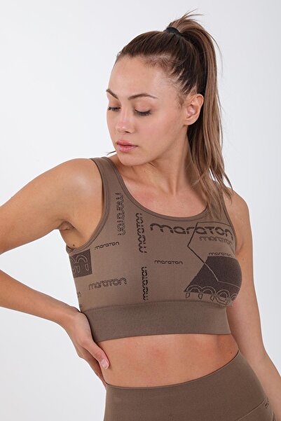 MARATON حمالة صدر نسائية من SlimFit بياقة رياضية باللون الكاكاو