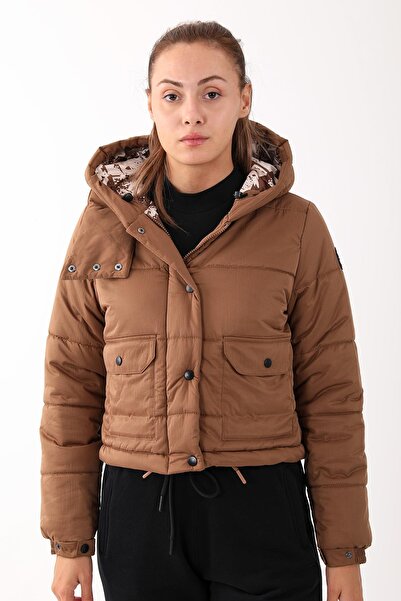 MARATON Regular Women's Hooded Tan Coat