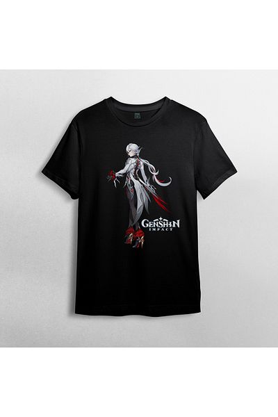 Pixxa Μπλουζάκι Genshin Impact Arlecchino Unisex 100% βαμβακερό με λαιμόκοψη