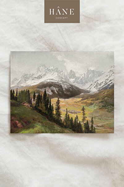 Hane Concept Vintage Dağ Manzarası Poster, Sanatsal Baskı, Galeri Duvarı, Çiftlik Evi Tarzı Baskı
