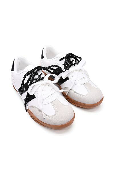 Tmall Pantofi Sport De Dama,Din Piele Ecologica intoarsa,D1411,Alb cu Negru