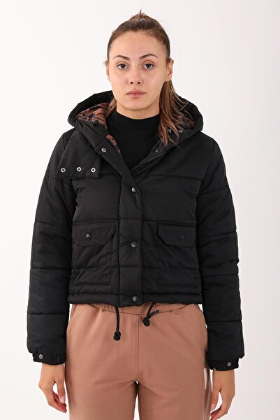 MARATON Regular Women's Hooded Black Coat
